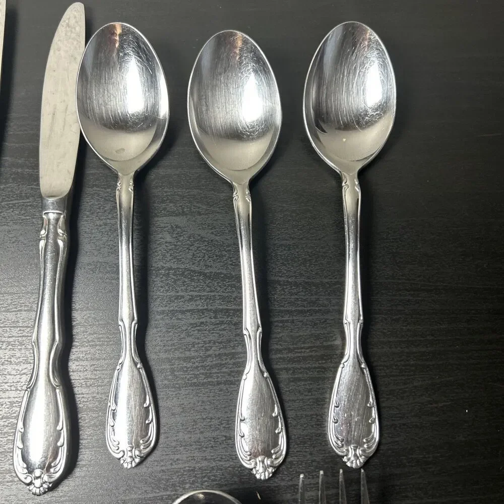 12 Pc Noritake Serenade 18/8 SS, Serving Spoon/fork, Long Sp, Knives, Tbsp, B Kn